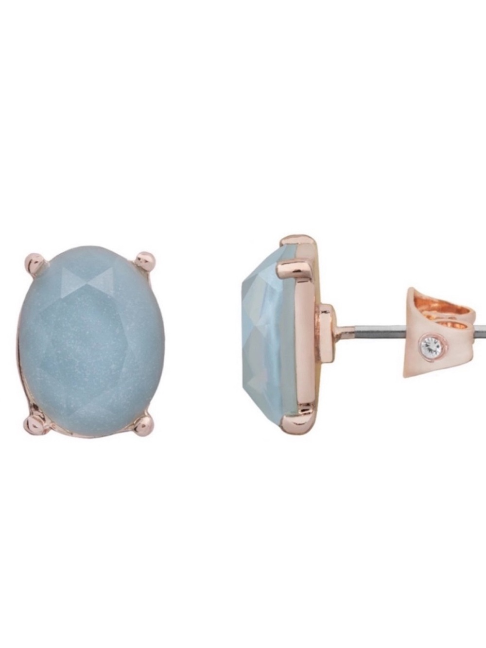 Blue Oval Stud Earrings